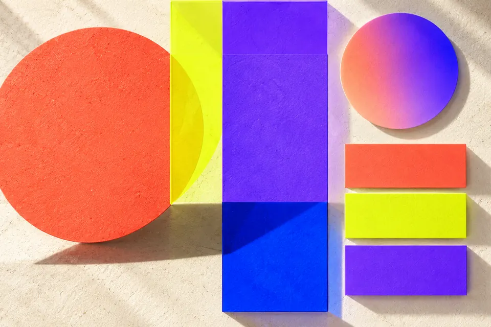 Coral circles and vivid vertical blocks