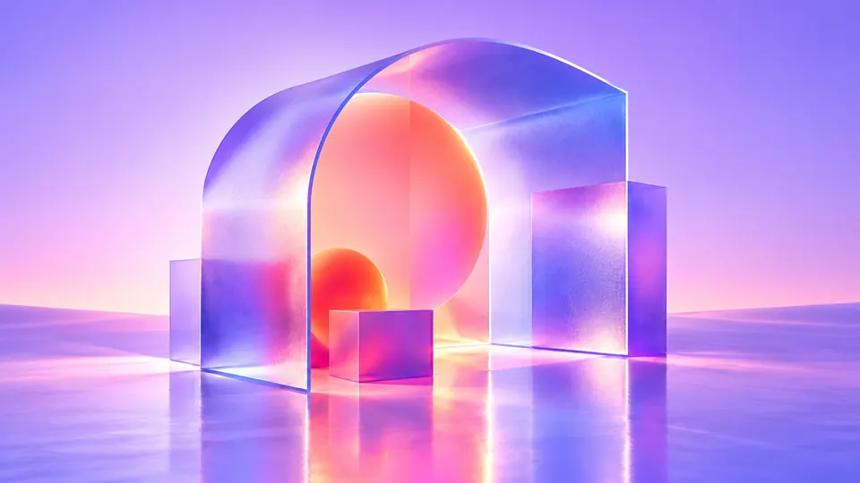 Coral-lit lavender glass arch