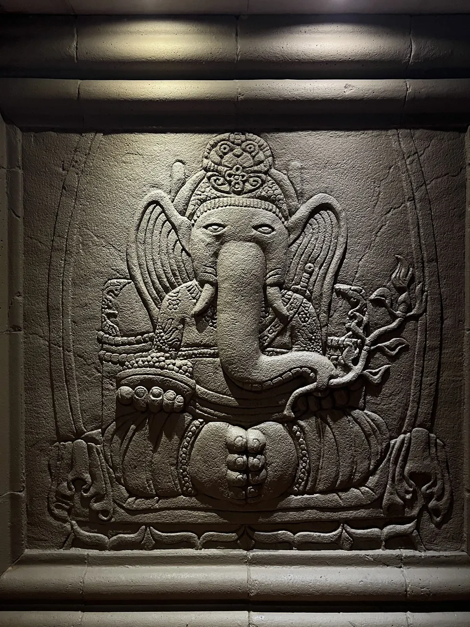 Carved stone relief of Ganesha