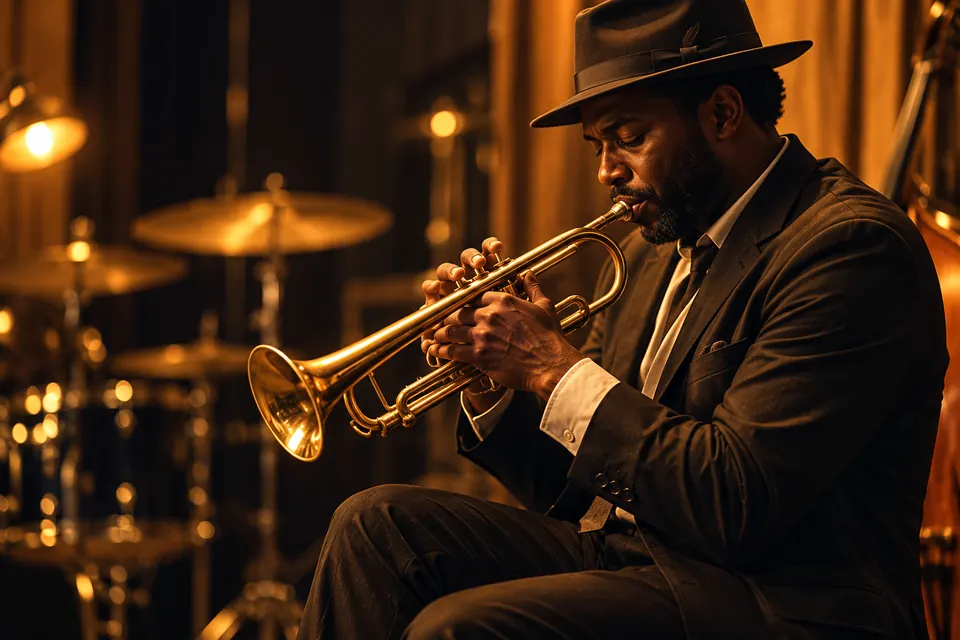 Jazz Trumpeter in a Warm Studio